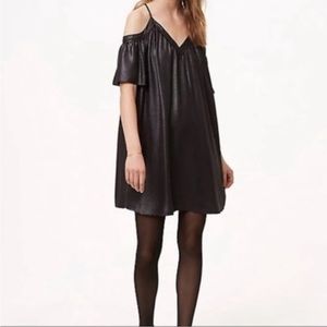 Loft Metallic shimmer cold shoulder dress size Medium Petite